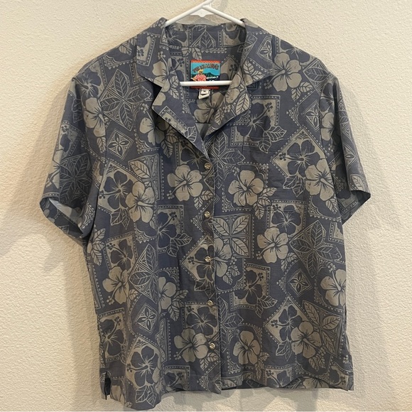 Joe Kealoha Reyn Spooner Hawaiian print V-neck button down size X-Large - Picture 1 of 7